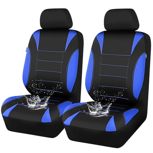 CAR PASS Neoprene Wetsuit Seat Covers, Waterproof Car Seat Covers Front with 5mm Composite EVA, Universal Fit for Car,Sedan SUV Trucks Anti Slip, Airbag Compatible(Black and Blue - color: Blue front