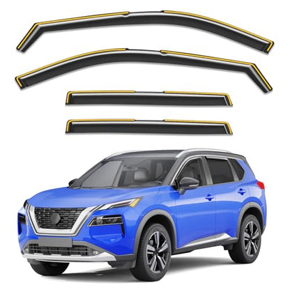 in-Channel Rain Guards Fit for Nissan Rogue 2021 2022 2023 2024 2025 Window Rain Guards Visors Vent Visors Window Deflector Vent Shades Car Accessories -4 pcs - size: Fit for 2021-2025 Nissan Rogue