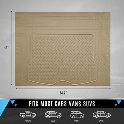 PIC AUTO Trunk Cargo Liner, Heavy Duty Rubber Floor Mats, Trimmable to Fit for Car, SUV, Van, and Trucks – All-Weather, Anti-Slip Backing, Easy to Clean, Durable and Long-Lasting (Large,Beige) - color: Beige