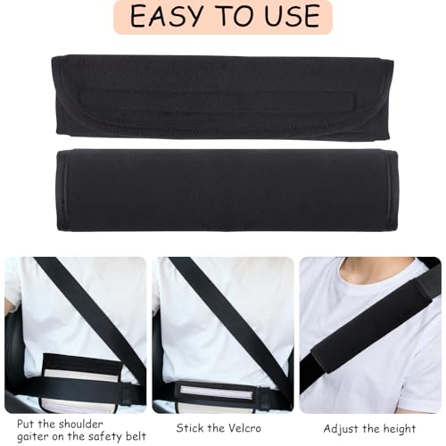 Guirnd 2 Pack Car Seat Strap Pads, Universal Soft Car Seat Strap Covers for Baby Toddler Kids, Car Seat Shoulder Strap Pads for Stroller, Pushchair, High Chair (Black)