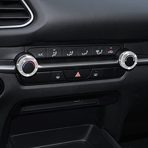 TOMALL Bling Car AC Knob Covers Compatible with Mazda 3 CX-30 Center Console Air Conditioning Knob Button Cover Radio Button Cover Air Conditioner Cover Trim Interior Ring Bling Decoration for Car