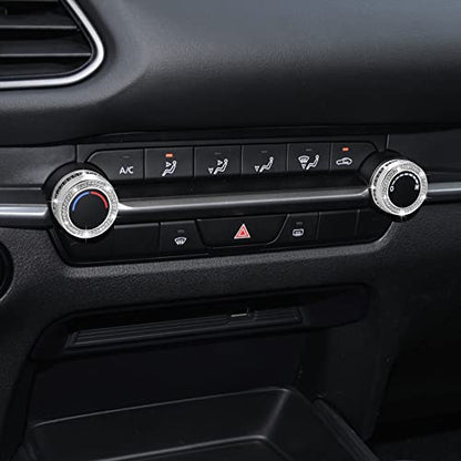 TOMALL Bling Car AC Knob Covers Compatible with Mazda 3 CX-30 Center Console Air Conditioning Knob Button Cover Radio Button Cover Air Conditioner Cover Trim Interior Ring Bling Decoration for Car