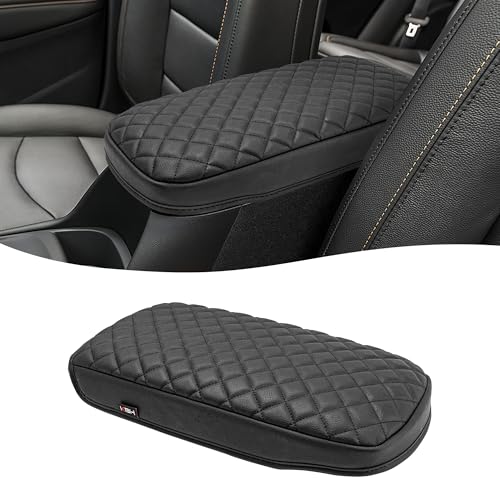 KBH Center Console Armrest Cover for 2018-2024 Chevy Equinox, GMC Terrain, Vinyl Leather Interior Accessories, Middle Console Lid Protector, Arm Rest Cushion Pad, Anti-Scratch, Black - color: Black Cover, size: Chevrolet Equinox 2018-2024