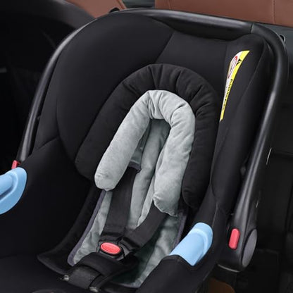 COOLBEBE New 2-in-1 Babybody Supports for Baby Newborn Infants - Extra Soft Stroller Cushion Pads Car Seat Insert, Seasons, Black - color: Black-1