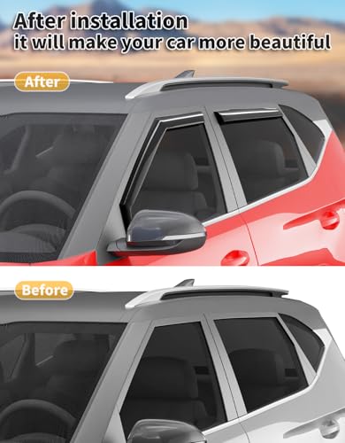 in-Channel Window Rain Guards Fit for Kia Seltos 2021 2022 2023 2024 2025 2026, Extra Durable Window Visors Window Deflectors Vent Visors Vent Shades Car Accessories-4 pcs - size: Fit for 2021-2026 Kia Seltos