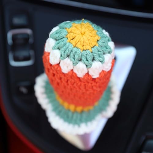 Crochet Shift Knob Cover, Universal Handmade Sunflower Boho Car Accessories for Women, Soft Shift Boots Knobs Cover Automotive Interior Fits Car Truck SUV (19#SC) - color: 19#SC