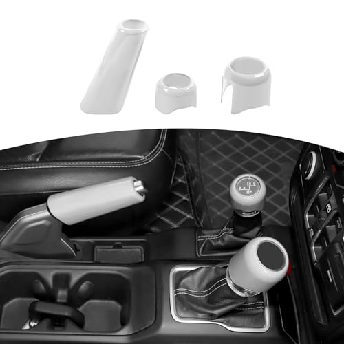 for Jeep JL Gear Shift Knob Handbrake Cover Trim for Jeep Wrangler JL JLU 2018 up for Gladiator JT 2020 up White Interior Accessories 3pcs - color: White