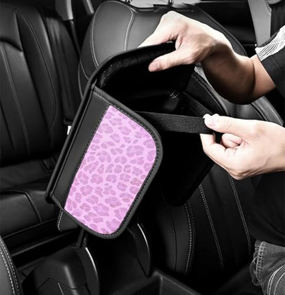 Auto Center Console Pad PU Leather Car Armrest Seat Box Cover Protector Universal Fit (Pink) - color: Pink