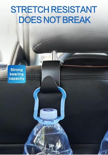 Car Purse Hook, 4 Pack Sturdy Headrest Hooks - Heavy Duty Purse Hanger for Handbags, Grocery Bags, Coats, Universal Fit for All Cars, SUVs, Minivans (Black)