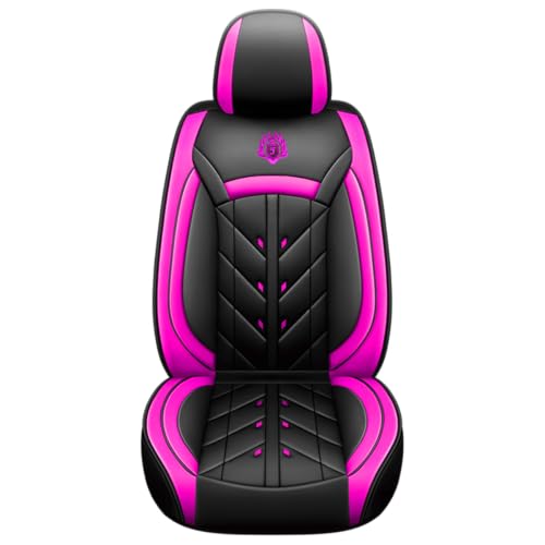 Comfortable Leather Auto Car Seat Covers 5 Seats Full Set Universal Fit (Black & Rose) - color: Black & Rose
