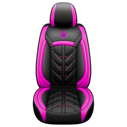 Comfortable Leather Auto Car Seat Covers 5 Seats Full Set Universal Fit (Black & Rose) - color: Black & Rose
