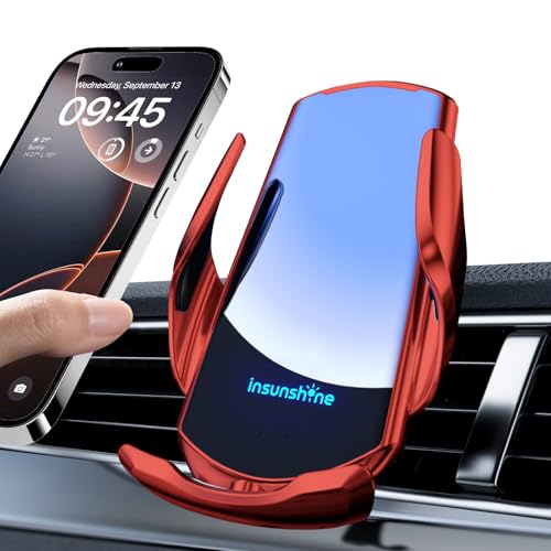 Wireless Car Charger, MAX 15W Fast Charging Auto Clamping, Sensing Phone Holder Mount, fit for iPhone 16 15 14 13 12 Pro Max Xs X, Samsung Galaxy S24 Ultra S23 S22 S21 S20 Note20 (4-Red) - color: 4-Red
