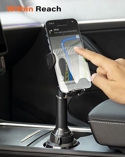 APPS2Car Universal Car Cup Phone Holder | Quick Extension Long Arm | 360° Swivel | Adjustable for iPhone, Samsung, Google, and All Smartphones | Stable & No Shake Design - color: Black