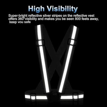 Reflective Vest Running Gear, 2Pack High Visible Safety VES for Cycling Jogging Running Walking, Adjustable for Men Women Kids - color: Black