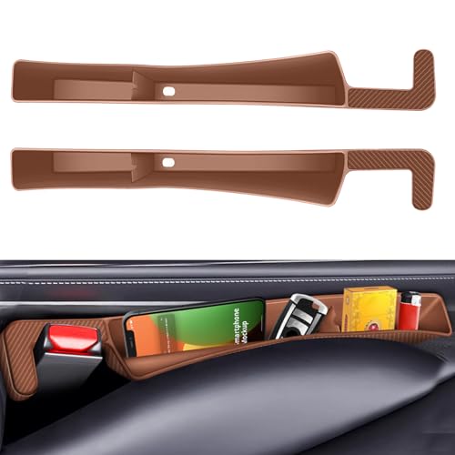 2PCS Car Seat Gap Filler, Vehicle Seat Organizer for Avoiding Dropped Items, Fill The Gap Between Seat and Console, No Drop Seats Guard for Coins Wallets Keys, Universal Car Accessories (Brown) - color: Brown
