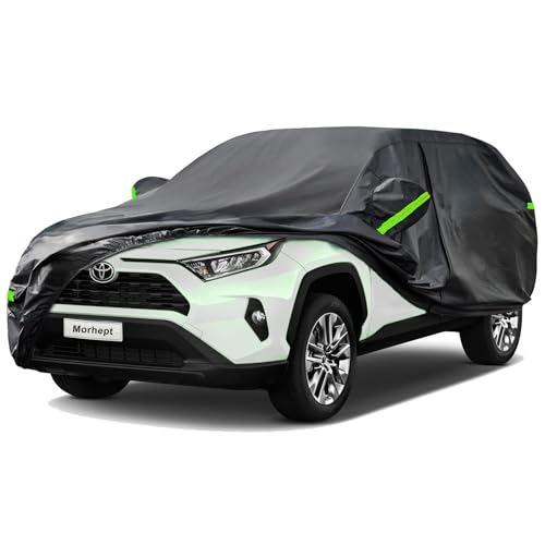 SUV Car Cover for Toyota RAV4, Custom Fit Waterproof All Weather Full Exterior Cover Rain Snow UV Protection Cover with Door Zipper - color: Black, size: Fit for Toyota RAV4