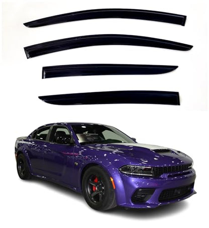 4Pcs Window Visors Vent Deflectors for Dodge Charger 2011-2023 Rain Guards Shade - size: Charger 2011-2023