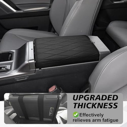Muslogy Center Console Armrest Cover Compatible with 2026 Toyota RAV4 Accessories Comfort Armrest Pad Arm Rest Cushion Vegan Leather Protector Regular Thick(V2 Diamond Pattern) - size: 26 |RAV4| V2 Diamond Pattern, Regular