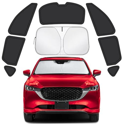 Car Window Shades for Mazda CX-5 2017-2025 Accessories - Full Set 8PCS Side Window Sunshades with Memory Frame & Blackout Fabric, Privacy UV Shield for Camping/Travel - size: Fit for Mazda CX-5 2017-2025
