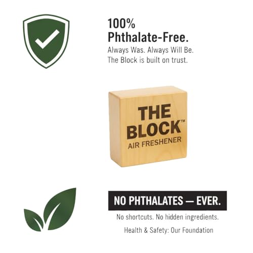 The Block - Wooden Car Air Freshener & Odor Eliminator - Long Lasting 30+ Day Scent - Car & Home Use - Fresh Gift Idea - Made in USA - MIDNIGHT ICE