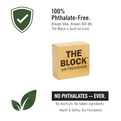 The Block - Wooden Car Air Freshener & Odor Eliminator - Long Lasting 30+ Day Scent - Car & Home Use - Fresh Gift Idea - Made in USA - MIDNIGHT ICE