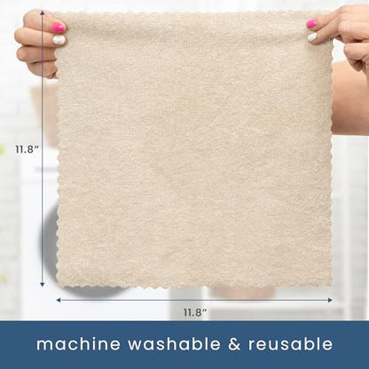 S&T INC. 50 Pack Microfiber Cleaning Cloth with Box, Bulk Towels for Home, Reusable Microfiber Towels for Cars, Cleaning Rags, Beige, 190gsm, 11.8 Inches x 11.8 Inches, 50 Count - color: Beige