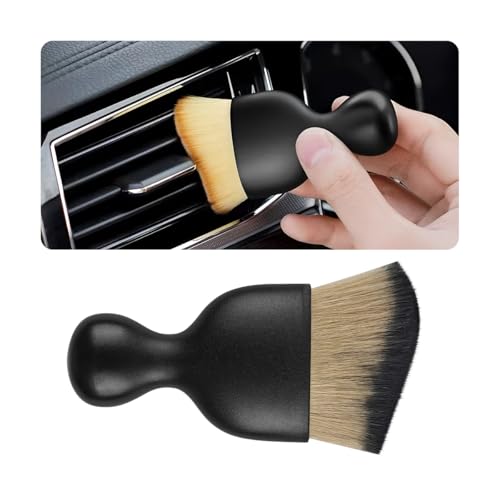 Blilo Car Interior Detailing Brush with Dust Cover, Auto Soft Hair Cleaning Brushes, Scratch Free Curved Dirt Collectors, for Vehicle Dashboard Air Conditioner Vents Leather(Brown/Black) - color: Brown/Black, size: 1PCS