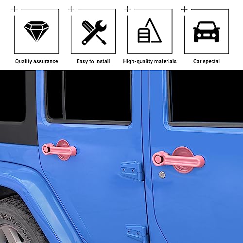 Exterior Door Handle Cover Tailgate Handle Cover Recess Guard Compatible with 2007-2017 Jeep Wrangler JK JKU Sports Sahara Freedom Rubicon Unlimited, Pink, 15PCs - color: Pink