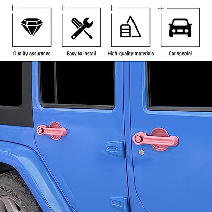 Exterior Door Handle Cover Tailgate Handle Cover Recess Guard Compatible with 2007-2017 Jeep Wrangler JK JKU Sports Sahara Freedom Rubicon Unlimited, Pink, 15PCs - color: Pink