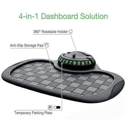 Universal Silicone Car Phone Holder Mount Anti Slip Dashboard Mat, Non Skid Pad, Multi Function Vehicle Organizer for Sunglasses GPS, Car Interior Accessories for Women, Truck SUV