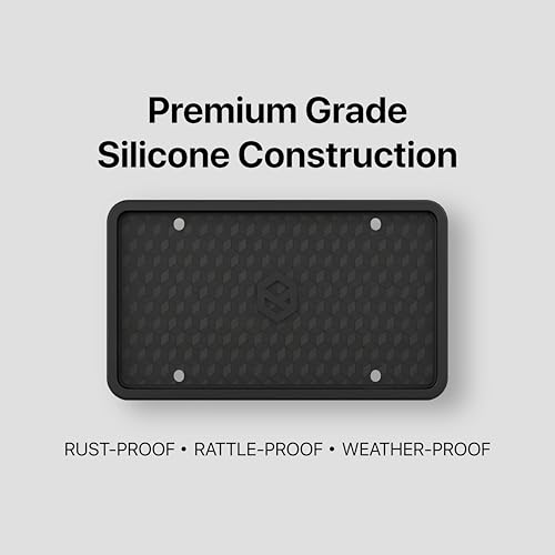 Rightcar Solutions Car Plate Frame, Silicone License Plate Frame, Rust-Proof Rattle-Proof Weather-Proof License Plate Holder for Front or Rear, Black, 2 Pack - color: Black 2pack