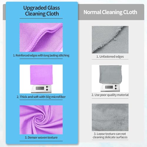 Microfiber Cleaning Cloth - 6 Pack Glasses Cleaning Cloth, 16" x 14" Window Cleaning Rags, Streak Free Lint Free Polishing Cloths Wipes for Eye Glass, Stainless Steel, Windshield, Purple - color: Purple, size: 6 Pk-16" X 14"