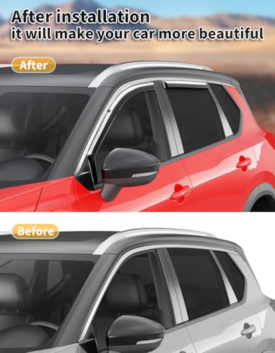 in-Channel Window Rain Guards Fit for Nissan Rogue 2021 2022 2023 2024 2025 2026, Extra Durable Window Visors Window Deflectors Vent Visors Vent Shades Car Accessories-4 pcs - size: Fit for 2021-2026 Nissan Rogue