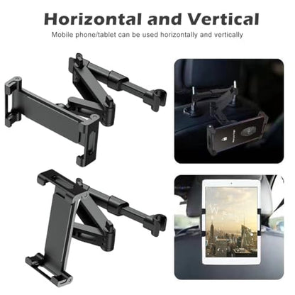 Car Headrest Tablet Holder,Headrest Mount Car Tablets Holder Truck 360 Degree Rotation Adjustable Extendable,Tablet Bracket for Auto,Fits All 5.51-10.24'' Screen Devices