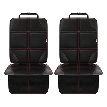 Meolsaek Car Seat Protector, Non-Slip Backing Will Not Leave Imprint, Waterproof Thicker Car Seat Cover for SUV, Sedan, Truck, Leather Car Seat Cushion (Black with Red Stitching) - color: Black with Red Stitching