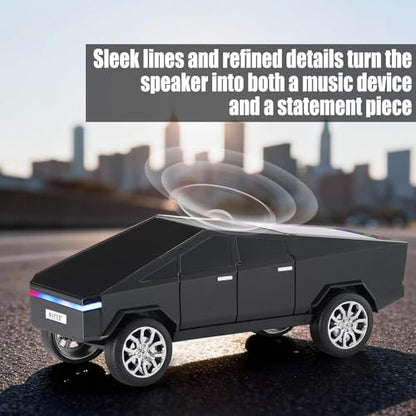 Futuristic Truck Bluetooth Replica Speaker with LED Display Screen – Portable Future-Style Audio with TWS Link, FM Radio, LED Lighting and Built-in Mic, For Every Technology and Truck Lover (Black) - color: Black