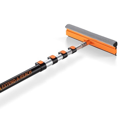 5-18 ft Window Washer Squeegee Kit with Extension Pole (24+ Foot Reach) // Long Handle Squeegee for Window Cleaning & Car Cleaning Multi-Use//Telescopic Professional Window Cleaning Squeegee for Home - size: 18 feet