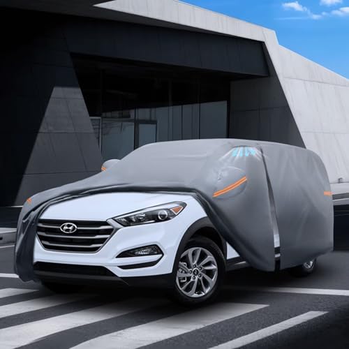 Waterproof Hyundai Tucson(ix35)(2004-2026) Car Cover with Breathable Vents, [2026 Upgrade] Premium Covers with Cotton Liner and Zipper Door, Sun Rain Snow Dust Uv Protection.(Gift with Towel) - color: SUV Car Cover, size: Custom Fit Tucson(ix35)+Towel+Bag