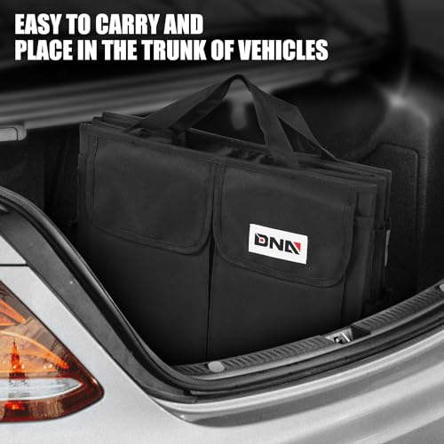 DNA Motoring Trunk Organizer for Car, 60L Large Capacity Foldable Trunk Organizer, Multi Compartment Car Trunk Organizer for Women Men, Black, TOOLS-00419 - style: 4 Compartments 2 mesh Pockets