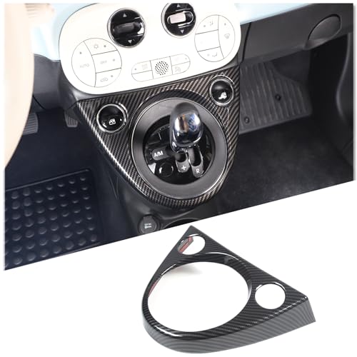 Gear Shift Frame Cover Trim Compatible with Fiat 500 2011-2023 ABS Control Gear Box Shift Knob Panel Frame Cover Sticker Decorative Accessories（Carbon Fiber） - color: Carbon Fiber