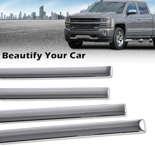 PIT66 Side Door Body Molding Trims 4 Pcs Compatible with Chevy Silverado 1500 Crew Cab 2500/3500 Crew Cab 2014-2018, Fit GMC Sierra 1500 2500 3500 Crew Cab 2014-2018 Chrome