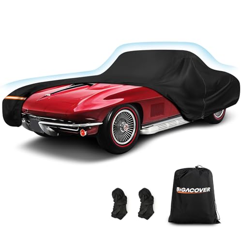 Waterproof Car Covers for Corvette C1 C2 1953-1967, Heavy Duty Car Covers for Automobiles Outdoor Full Cover Rain Sun UV Protection with Door Zipper and Straps for 1962-1967 Corvette C2 - color: Black, size: C1/C2 1953-1967