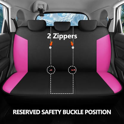 HChengkikz Car Seat Covers Full Set, Waterproof Neoprene Seat Covers, Airbag Compatible, Universal All Season Automotive Seat Covers for Most Cars, SUVs, Trucks (Black + Pink) - color: Black Pink, size: Full Set