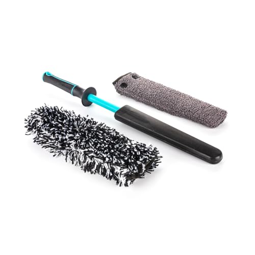 Detail Factory - Wheel Brush Kit with Interchangeable Microfiber Covers - Ultra-Soft Cleaning, Washing and Detailing Wheels, Tires, and Rims - Octane Riptide - color: Riptide