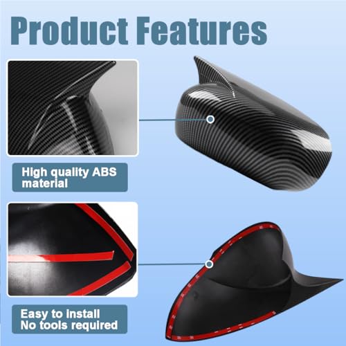 XITER 2pcs Rear View Side Mirror Cover Side Mirror Cap for Dodge Charger 2006 2007 2008 2009 2010,Carbon Fiber - color: Carbon Fiber