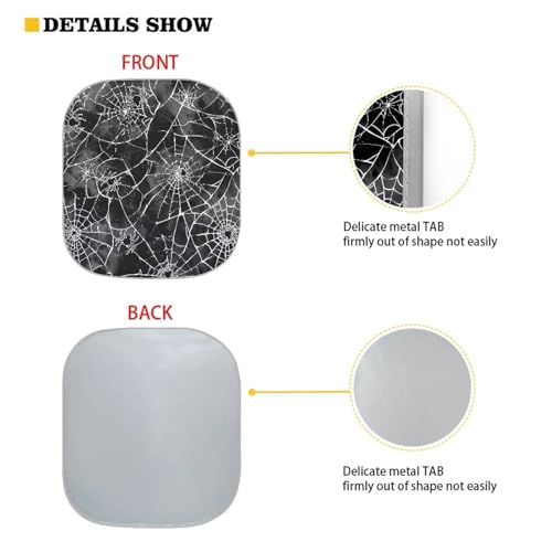 2 Pieces Spider Web Sun Visor for Car Foldable Auto Sun Heat and UV Rays Blocker Sun Shade for Most Sedans SUV MPV Trucks Van Parked in Summer Beach, Camping Parking,Backyard - color: Black Spiderweb