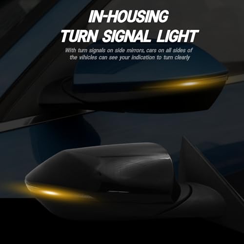 Left Driver Side Mirror Compatiable With 2021 2022 2023 2024 2025 Hyundai Elantra With Heated Power Glass Turn Signals Blind Spot Manual Folding 8Pins Black