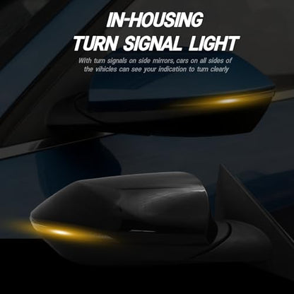 Left Driver Side Mirror Compatiable With 2021 2022 2023 2024 2025 Hyundai Elantra With Heated Power Glass Turn Signals Blind Spot Manual Folding 8Pins Black