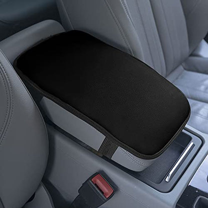 FH Group Faux Leather Center Console Armrest Cushion, Luxury Seat Box Cover Protector fits Most Cars, SUVs, and Trucks Black - color: Black, style: Console Cover (Plain)