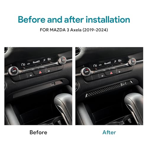 AIRSPEED Carbon Fiber for Mazda 3 Axela 2019-2025 Center Console USB Hole Frame Panel Cover Interior Trim Accessory, Black - color: USB Hole Frame